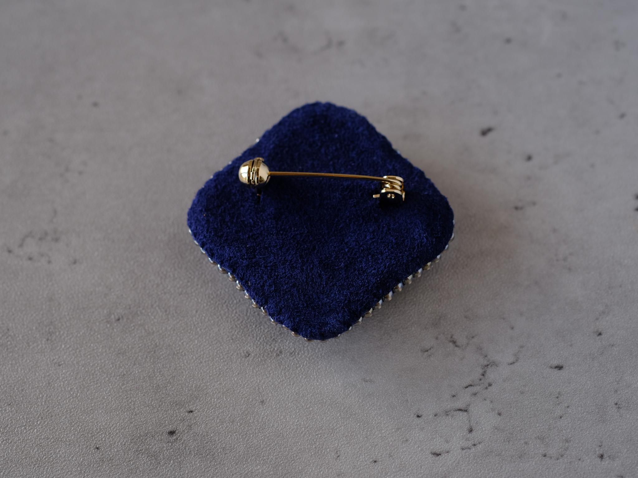 新色限定セット！秋色ネイビー まるしかくなブローチ耳飾りセット 送料無料/ソウタシエ刺繍/soutache | 5枚目