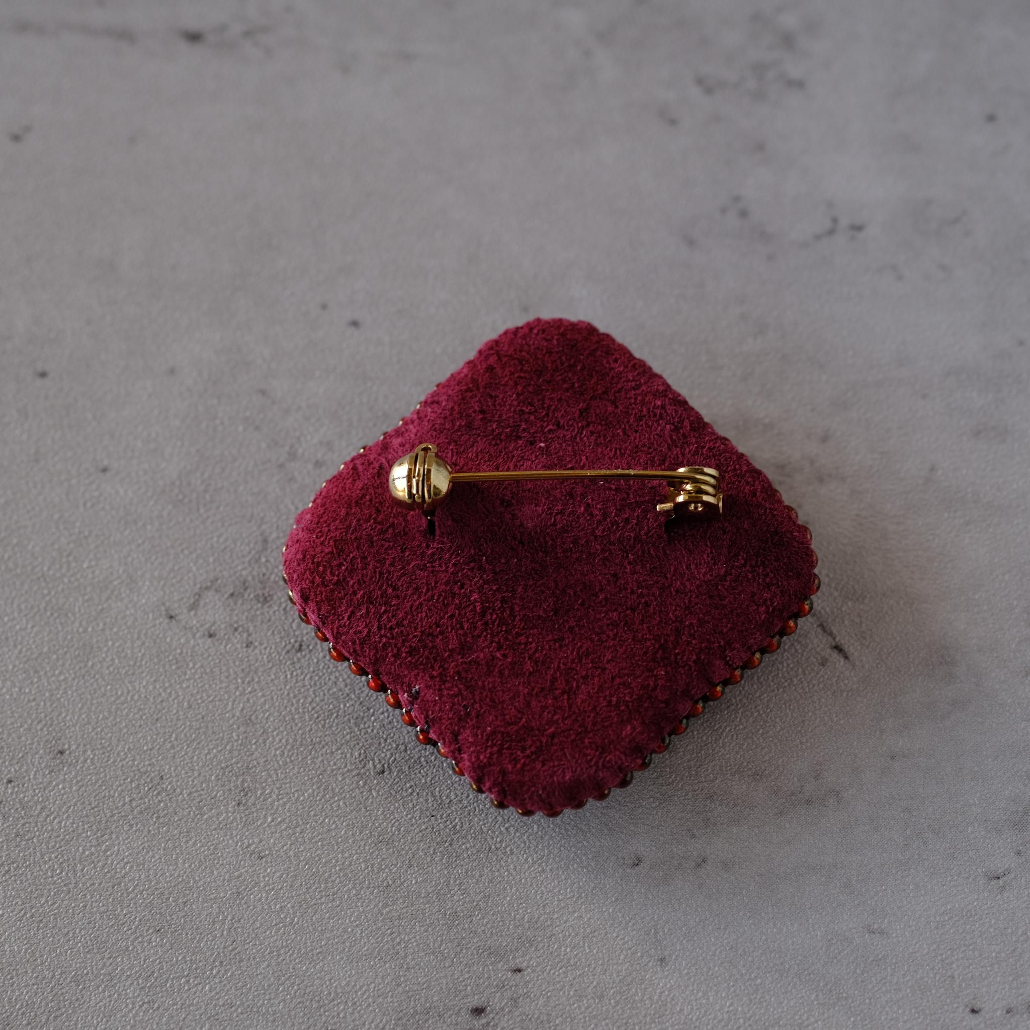 新色限定セット！秋色ボルドー まるしかくなブローチ耳飾りセット 送料無料/ソウタシエ刺繍/soutache | 4枚目