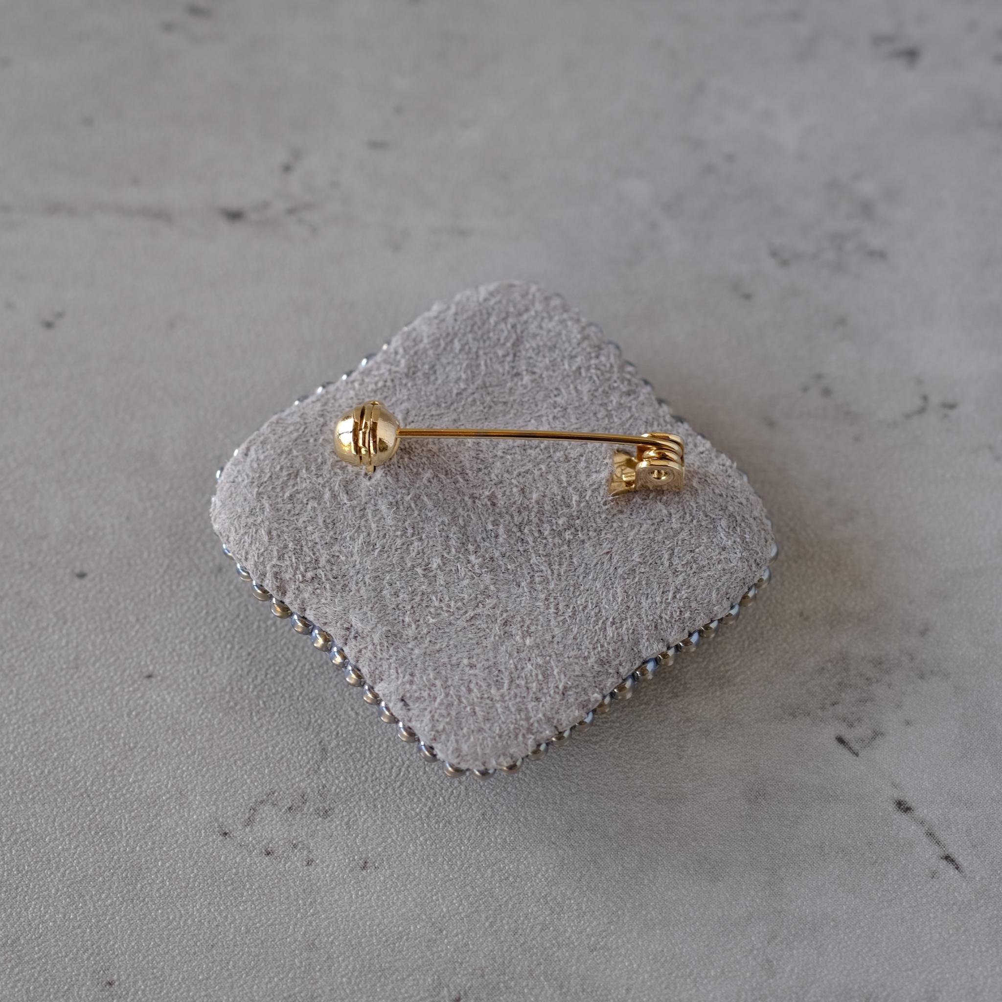 新色限定セット！秋色グレージュ まるしかくなブローチ耳飾りセット 送料無料/ソウタシエ刺繍/soutache | 5枚目